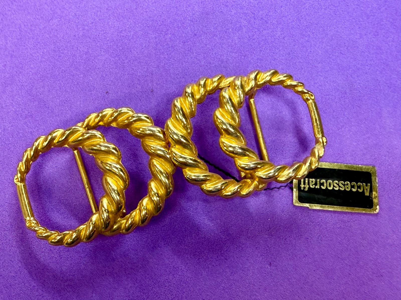 Twisted Rope Openwork Interlocking Two Piece Gold… - image 13