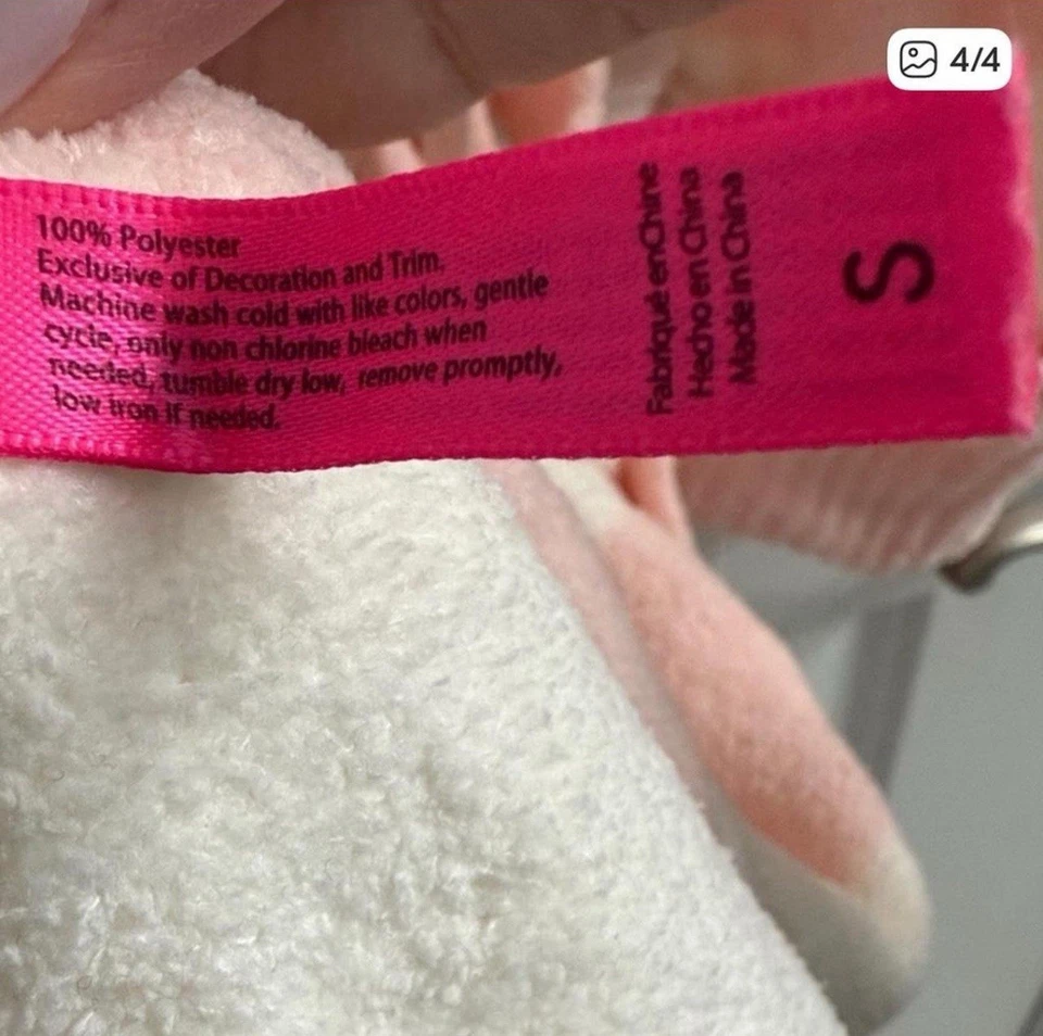 Betsey Johnson Pequeño S Corazón Bata Rosa Blanco Rayas Suéter Chenilla 36" Foto 4 de 4