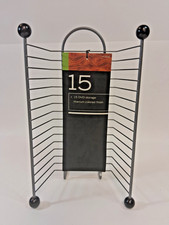 Disc Holder Storage DVD Tower Rack Steel Wire Stand Holds 15 DVDs Games GREY