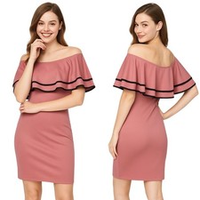 Mine Sheath Dress Size Small Pink Mauve Off Shoulder Party Cocktail Flirty