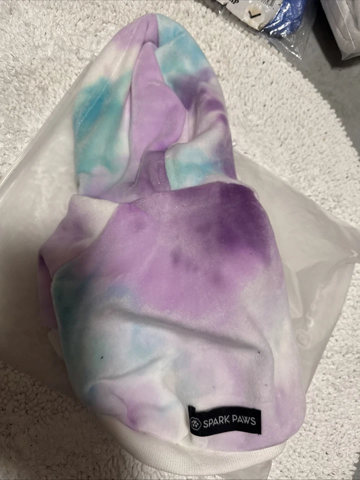 Sudadera con Capucha Spark Paws Perro - Calidad Premium S Nueva Corbata Terciopelo Púrpura Azul Blanco Nueva Foto 2 de 3