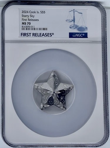 2024 Cook Islands Silver 1 oz $5 Starry Sky Ornament NGC MS 70 First Releases