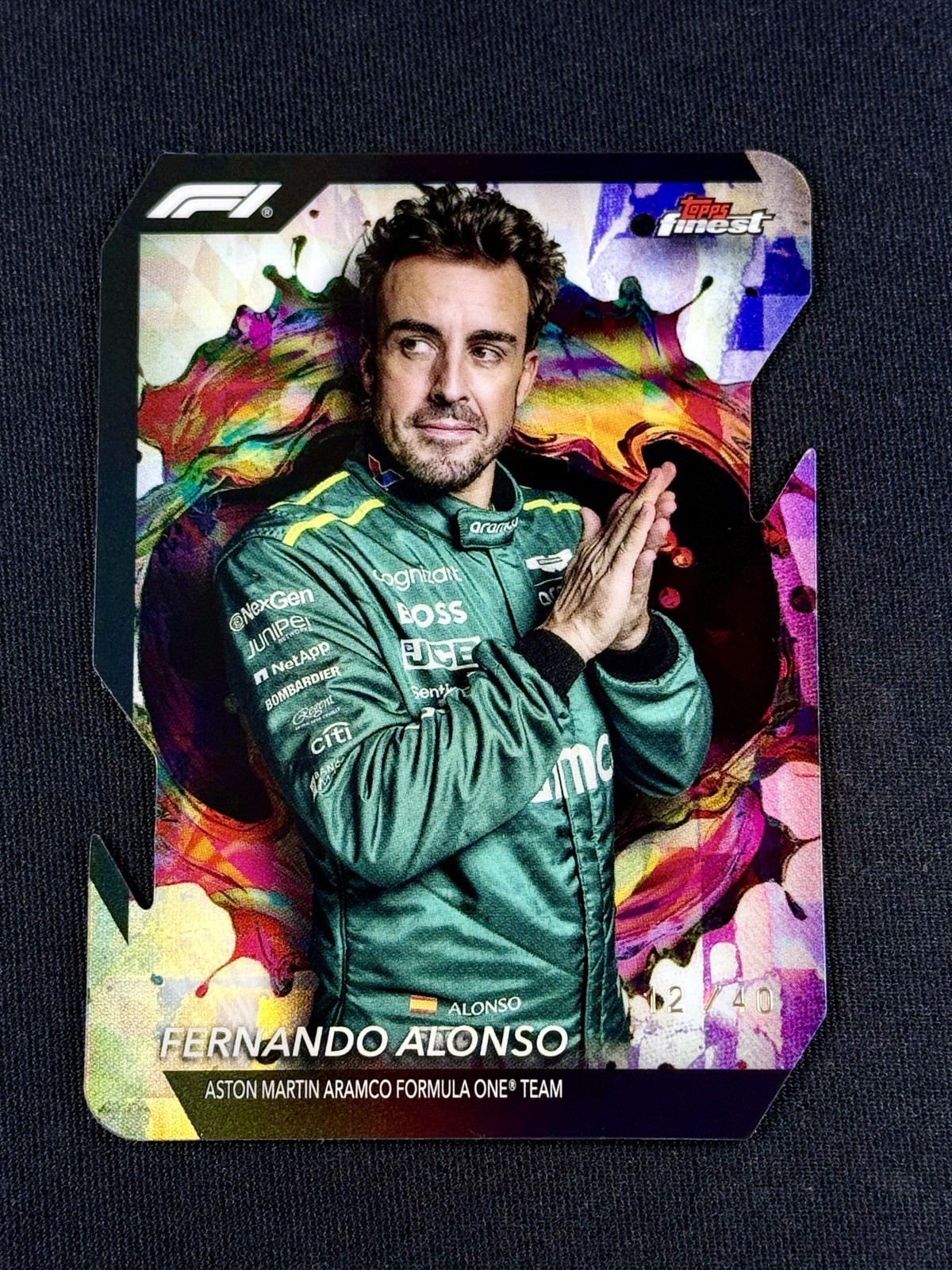 2024 Topps Finest F1 Fernando Alonso Aston Martin Aramco Rare Die Cut 12/40 #297