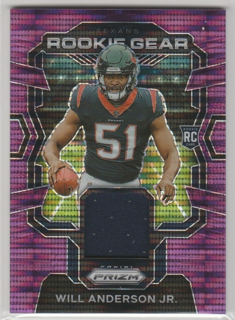 2023 Panini Prizm Football Rookie Gear Purple Pulsar Will Anderson Jr RC RG-WA