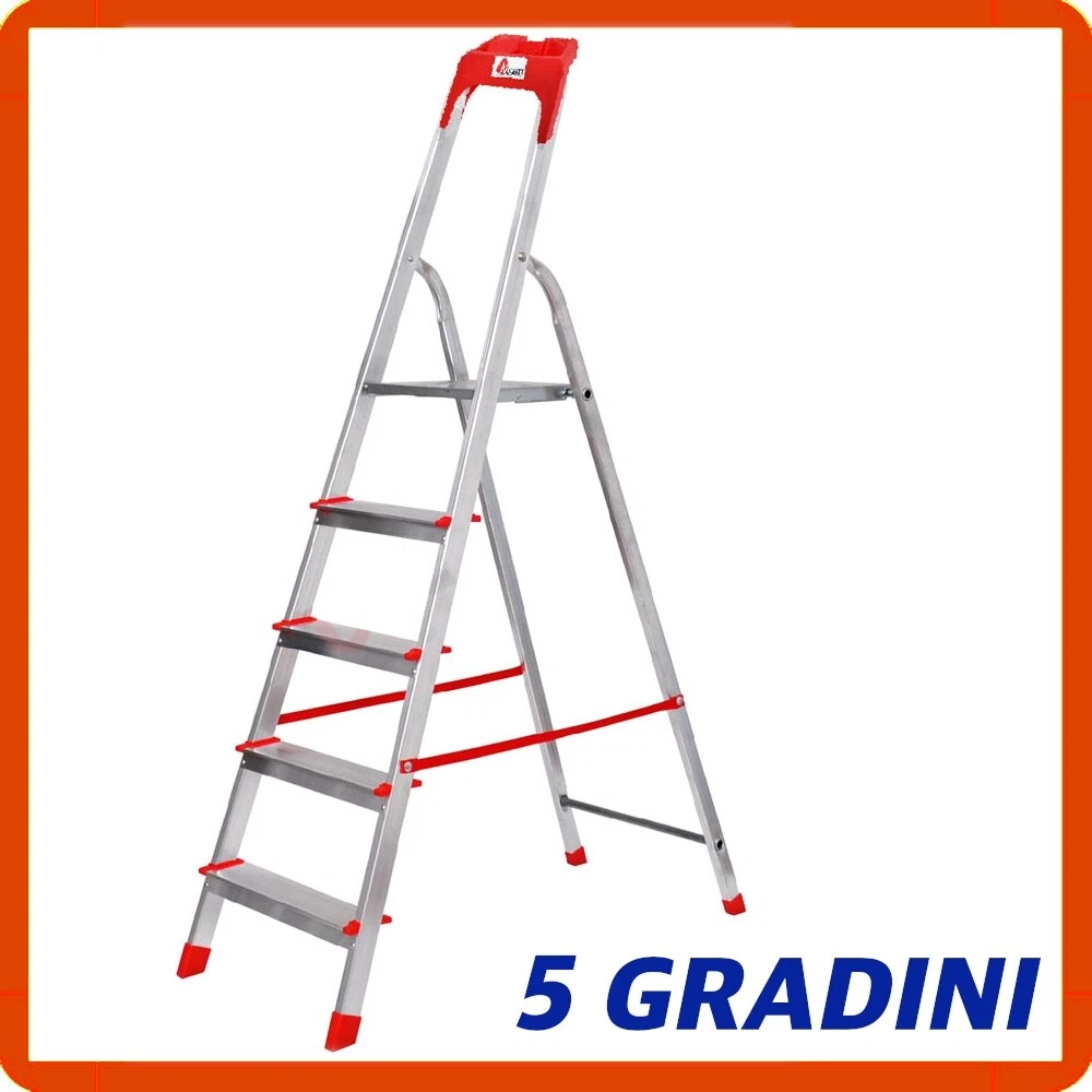 Scaletta 2 Gradini Pieghevole In Alluminio MISCOOS - Scala Domestica Antiscivolo, Portata 150 Kg - Leggera, Compatta E Facile Da Riporre