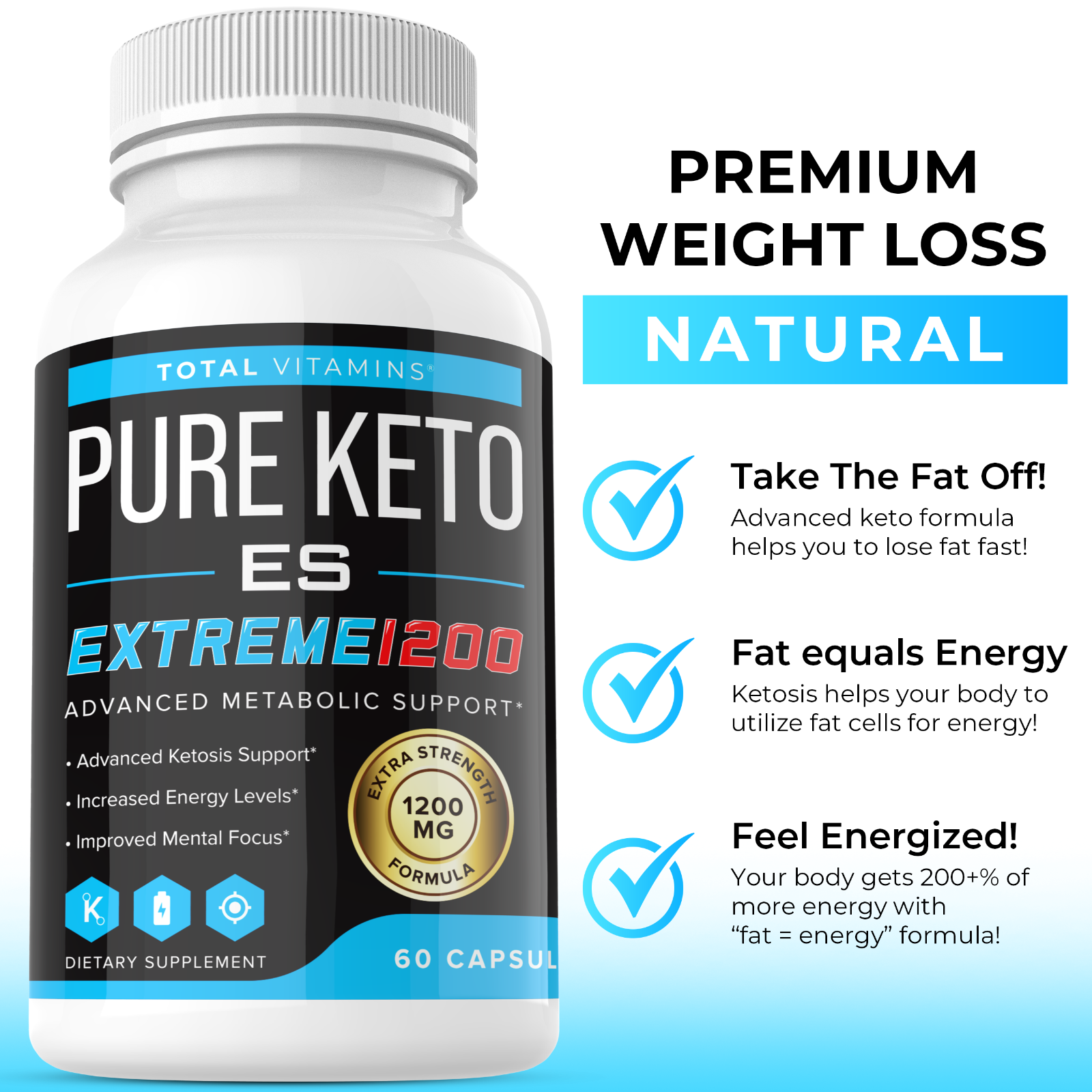 Keto ES Pills Apple Cider Vinegar MCT Powder Advanced Weight Loss BHB