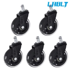 LABLT 5PC 3'' Heavy Duty Office Chair Caster Rubber Swivel Wheels Replacement
