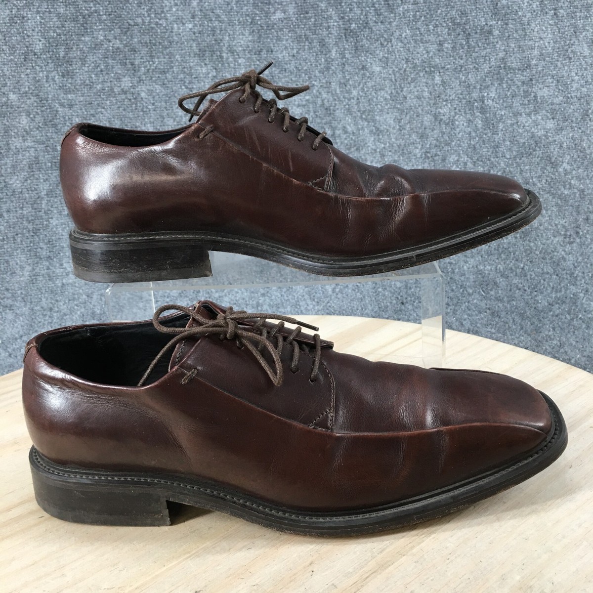 Ecco Dress Shoes Mens 44 Oxford Brown Leather Lace Up Almond  display picture 3