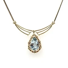 14kt yellow gold necklace 41cm necklace 585 gold aquamarine 3.85 women jewelry chain