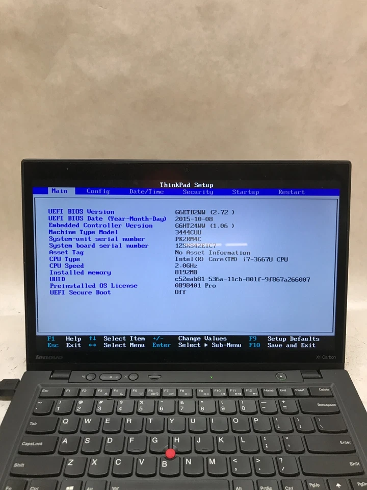 Lenovo X1 Carbon 1st Gen 14" Laptop Intel i7-3667U 2.0GHz 8GB RAM NO HDD/OS - DW - Image 2 of 4