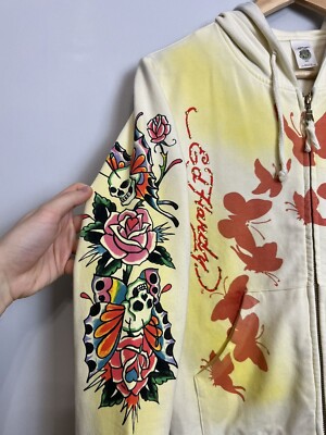 Vintage Y2K Ed Hardy Skull Butterfly Ch. Audigier Zip hoodie | eBay