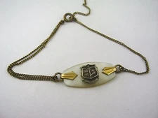 Vintage Foreign Military Bracelet Mother of Pearl Military Shield