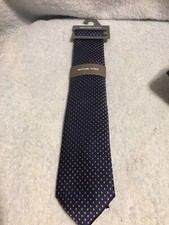 Michael Kors Men's Neck Tie Navy Blue With Red  Silver Small Squares New