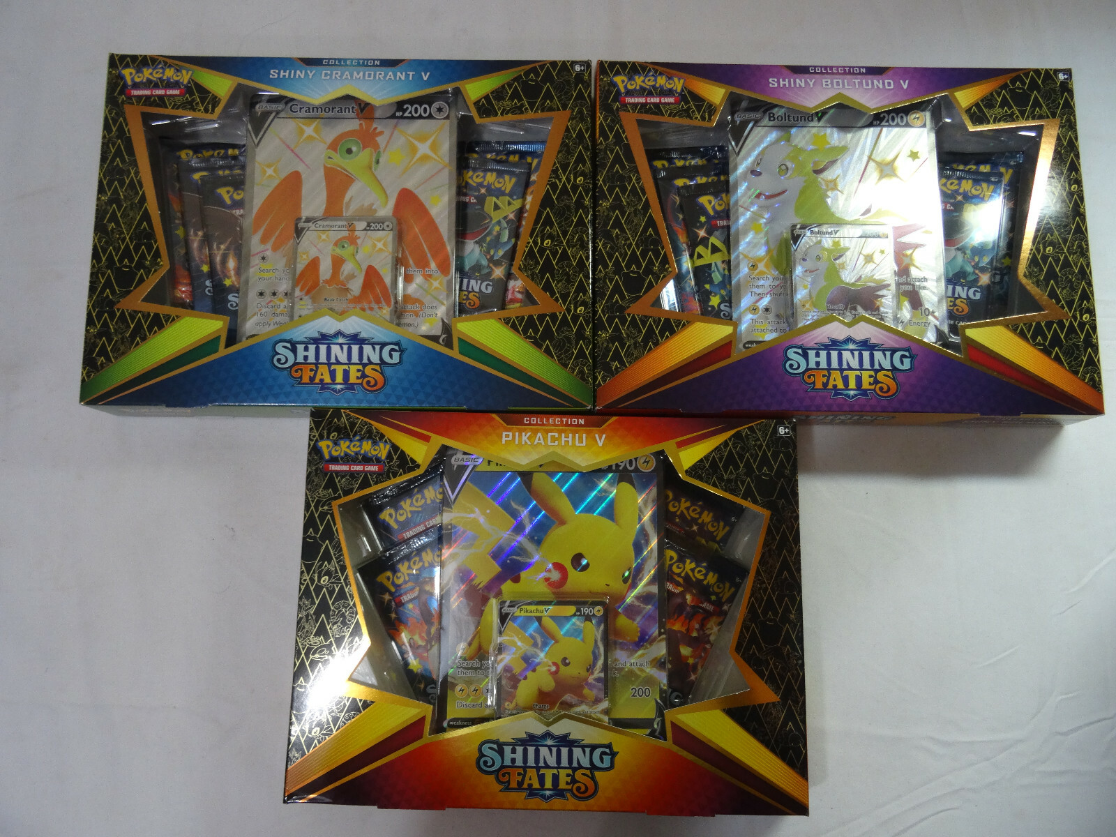Pokemon Shiny Fates Cramorant V Boltund V & Pikachu V Collection