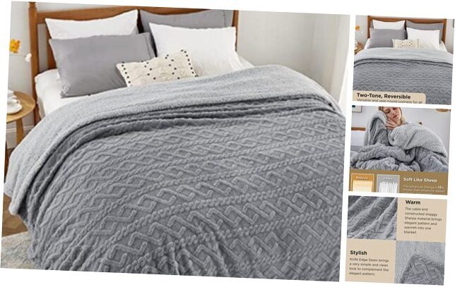 Sherpa Queen Size Blanket for Bed - Fuzzy Soft Queen (90