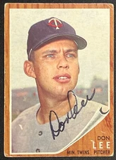 1962 TOPPS DON LEE AUTHENTIC AUTO TWINS #166 HISTORICAL GRAPHS