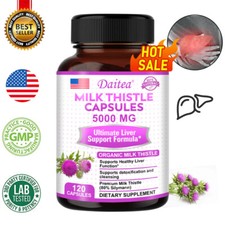 Milk Thistle Capsules 5000mg Silymarin liver cleanser liver detox cardio organic