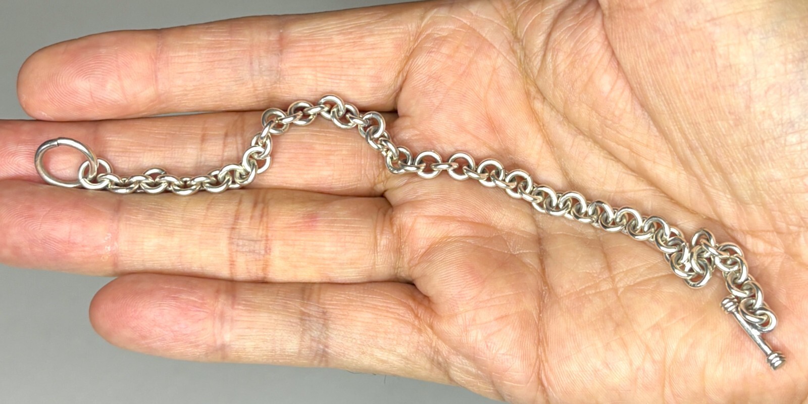 Sterling Silver 925 Solid Rollo Link Bracelet wit… - image 4