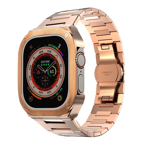 Pour Apple Watch Ultra 49 mm Mod Kit étui lunette en acier inoxydable bracelet - Photo 8 sur 28
