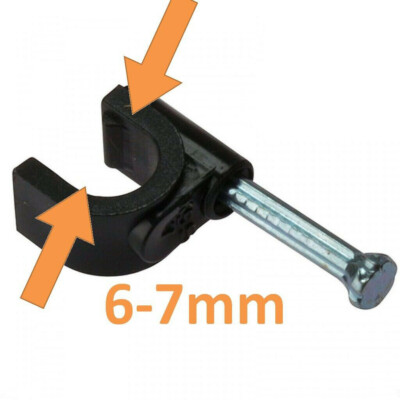 200 Clip Fermacavo Coassiale Nere 7 Mm Per Cavo Satellite, Freesat, Freeview, Sky HD Q