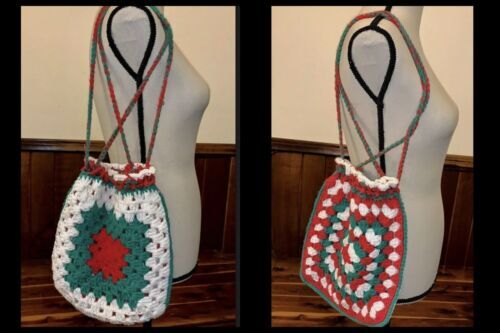 Knit Floral Backpack Handbag Handmade Crochet Boho Festival Colorful Bag &Wallet Knit Floral Backpack Handbag Handmade Crochet Boho Festival  main image 2