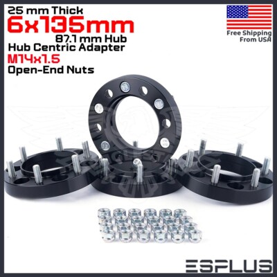 4x Ford 1'' 6x135mm 87mm Hub Centric Adapter Spacer Fit F150/Expedition/Navigator