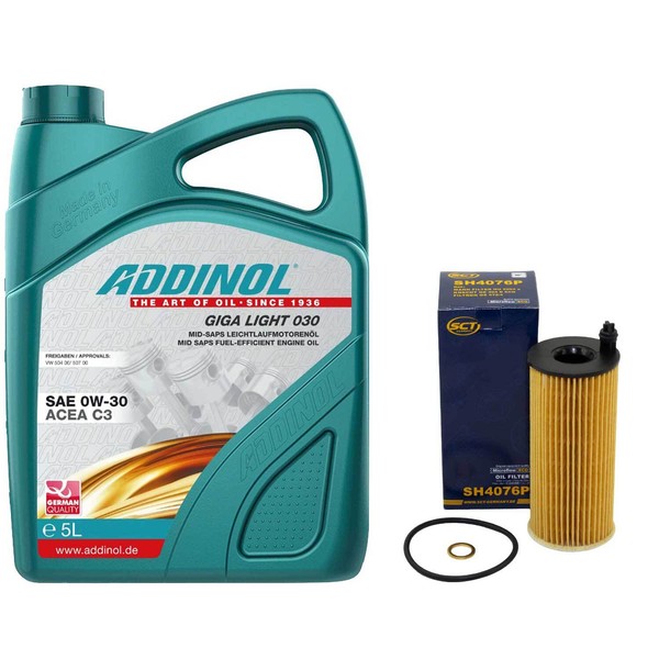 MotoröL Set 0W-30 Addinol 5 Liter + ÖLfilter SH 4076 P FüR BMW 1Er 120D F20 F21-image