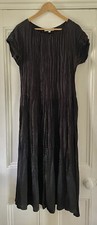 Ines de la Fressange X Uniqlo Womens Black Sleeveless Crinkle Maxi Dress M UK 12