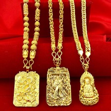 Men's Pendant Chains Necklace 24" 24K Yellow Gold Plated Cool hot