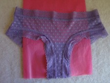 New Victoria  s Secret PINK Purple Polka Dot Mesh Lace Cheeky Panties