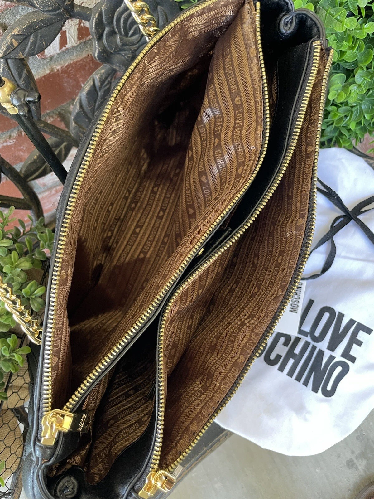 Borsa a mano trapuntata Love Moschino; Borsa Napa Pu Trapuntata Nero; Borsa per la polvere; Nuova con T