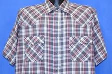 vtg 90s LEVIS GRAY RED SILVER PLAID POCKET WESTERN PEARL SNAP COWBOY SHIRT XL