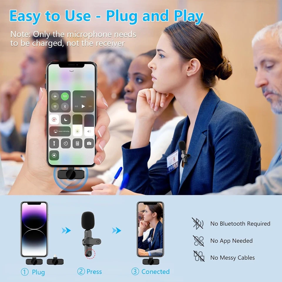 Mini Steckmikrofon Wireless Lavalier-Mikrofon Plug & Play Kabellos USB Mikrofone - Bild 3 von 4