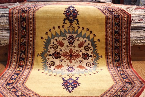 Tappeto ottagonale autentico 8'X6' fatto a mano design Hereke realizzato in 100% seta naturale - Foto 3 di 11