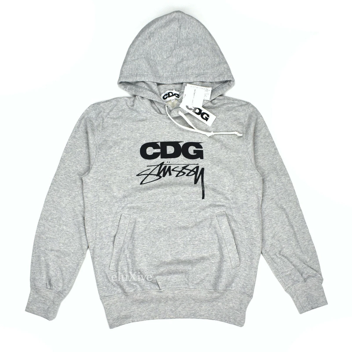 NWT CDG Comme des Garcons Stussy Surfman Logo Hoodie Gray Pullover ...