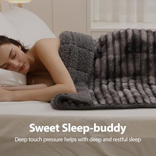 Sherpa Fleece Weighted Blanket for Adults Twin/Full 48" x 72" 15 LBS