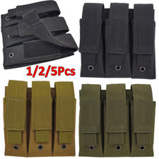 Tactical Nylon Molle Pistol Mag Holder Open-Top Triple Handguns Magazine Pouch