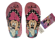 New Disney Minnie Mouse Girls Sz 11/12 Pink Cushioned Slip on Flip Flops Sandals