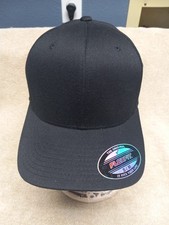 Plain Black Flexfit Fitted Baseball Hat New Size S/M