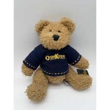 Vintage OshKosh B'gosh Eden Toys Plush Teddy Bear Navy Blue Sweater 12in NWT
