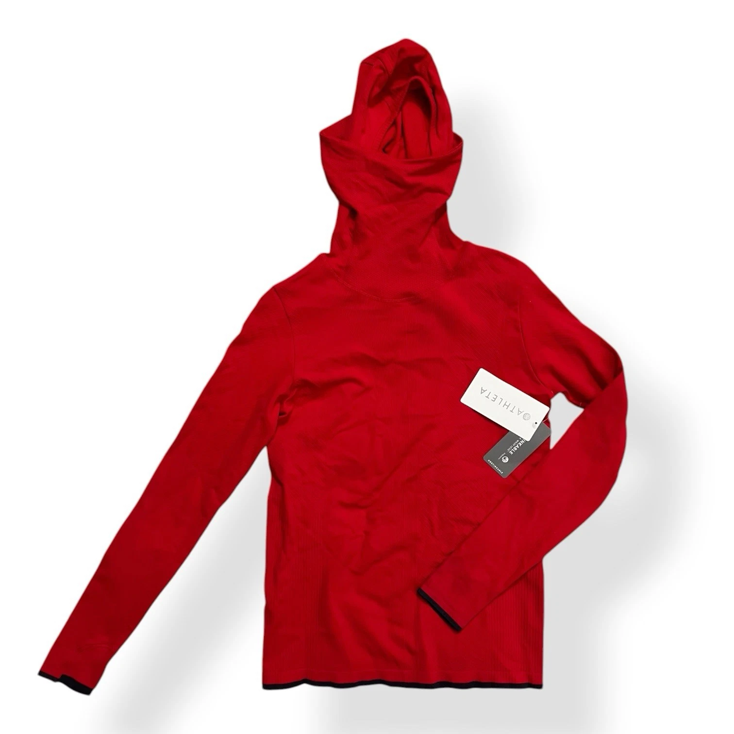 Athleta Flurry Balaclava Womens Large Red Ribbed Base Layer Long Sleeve Top