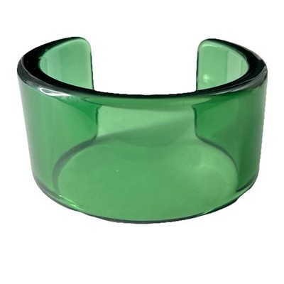 Green Lucite Cuff Bracelet Translucent Clear Wide Modernist Minimalist