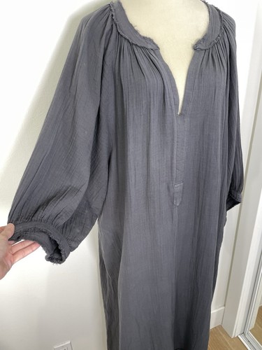 Ocean + Main LA Gaze Kleid mit Taschen anthrazit grau Übergröße 2X Kaftan Lagenlook - Bild 4 von 11