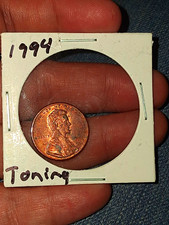 1994 Lincoln Memorial Cent Philadelphia Business Copper RB/BN Toning KM#201a
