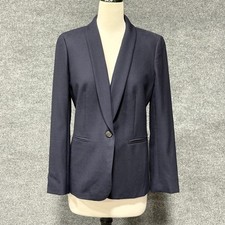 J Crew Blazer Womens 8 Blue Shawl Collar One Button Lined Jacket Work Career
