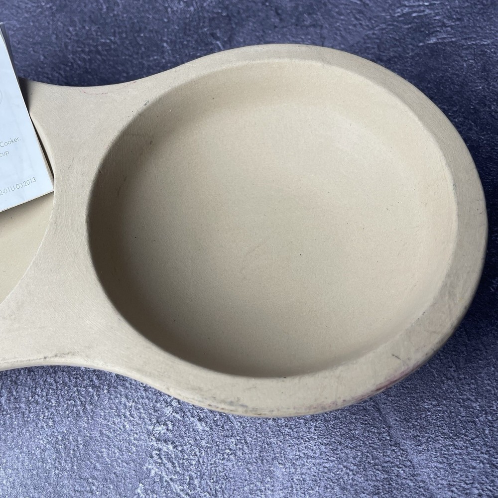 Pampered Chef Stoneware Microwave Egg Cooker Double Well Dish Preowned #1372