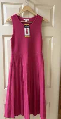 Edited By Remi Bader Maxi Dress Womens Size Med Pink Knit Pleated Scoop Neck NWT