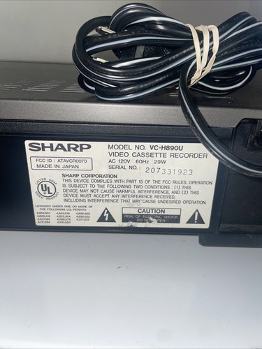 Rare Sharp VC-H890 VHS Player VCR 4-Head Hi-Fi Stereo No Remote/ Tape/av Cable - Picture 14 of 21