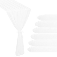 6 Pack 10Ft White Chiffon Table Runner 29x120 Inches Sheer Fabric Table Runne