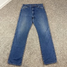 VTG 70s Wrangler 13MWZ Jeans Mens 33x35 Blue Talon Zip Cowboy Fade Made In USA